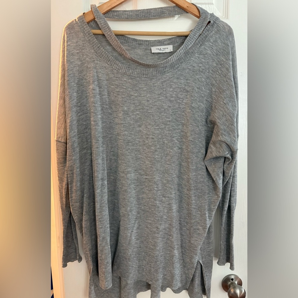 Lola and Sophie Dolman Sleeve Long Tunic w Cut Out At Neck in Gray | Size Medium
